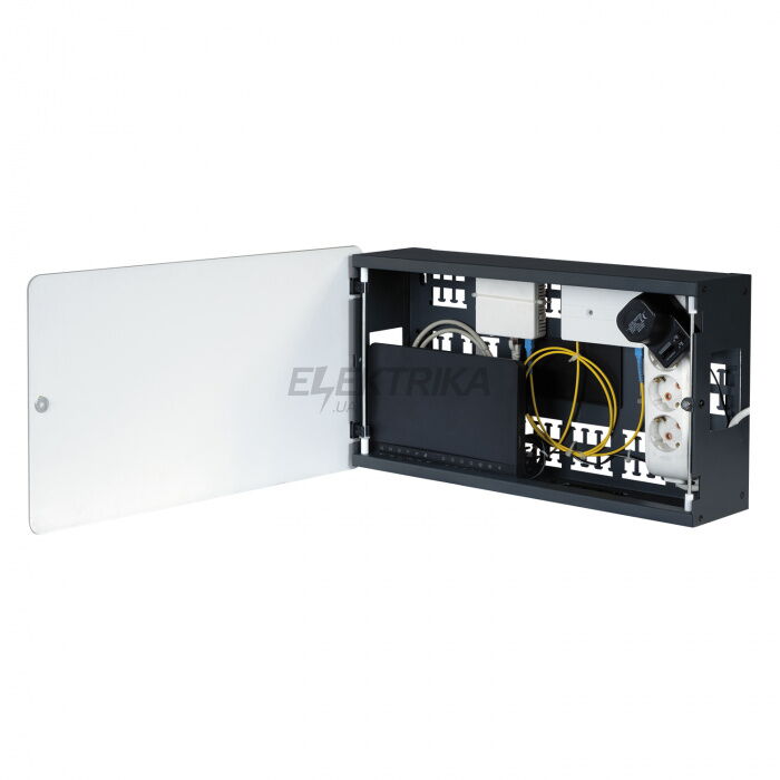 Шкаф для оборудования WI-FI Lande Ziglat 465х122х265 мм RAL 7016 двери стекло серый LN-ZGL465-CMB