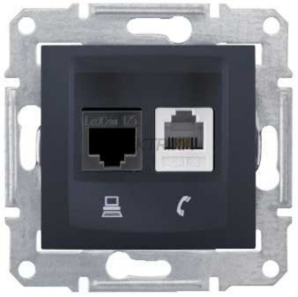 Розетка комп'ютерна + телефон (RJ11 + RJ45) кат.5е Schneider Electric Sedna графіт (SDN5100170)