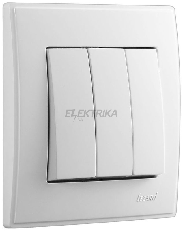 Вимикач триклавішний Lezard Lesya білий (705-0202-109)