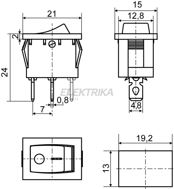 Перемикач одноклавішний з підсвічуванням АСКО-УКРЕМ KCD1-2-101N YL/B жовтий (A0140040055)