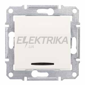 Вимикач 1-клавішний із синім підсвічуванням Schneider Electric Sedna слонова кістка (SDN1400123)