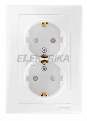 Розетка подвійна із заземленням та захисними шторками Schneider Electric Sedna білий (SDN3000421)