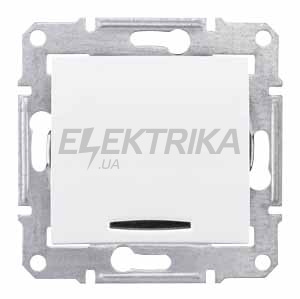 Вимикач 1-клавішний із синім підсвічуванням Schneider Electric Sedna білий (SDN1400121)