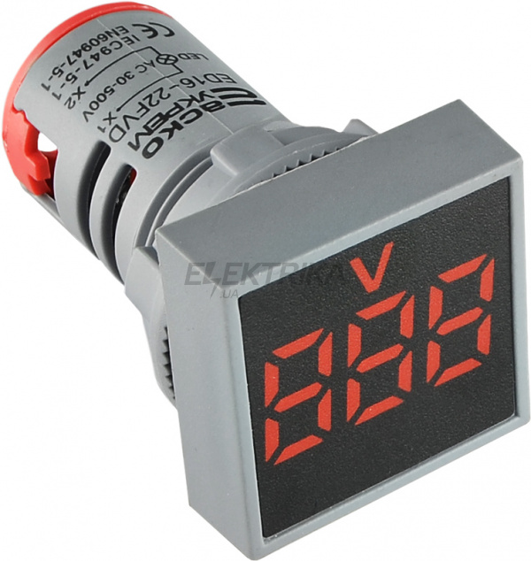 Вольтметр цифровий АСКО-УКРЕМ ED16-22 FVD 30-500В АС червоний (A0190010035)