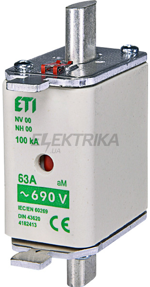 Плавка вставка запобіжник ETI NH00 aM 63A/690V 004182412
