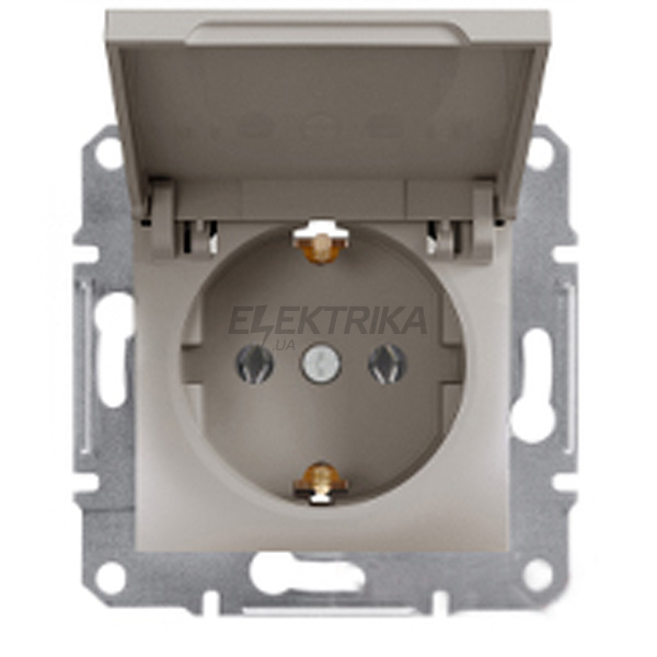 Розетка Schneider Electric Asfora із заземленням, кришка бронза (EPH3100169)
