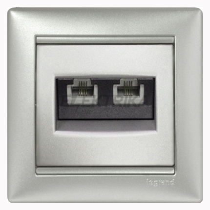 Інформаційна розетка кат.5е, RJ 45 FTP, 2-виходи, алюміній, без захватів, Valena