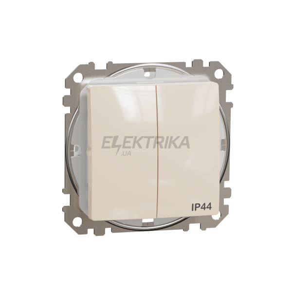 Двоклавішний вимикач зі ступенем захисту  IP44,Бежевий Sedna Design,  Schneider Electric SDD212105