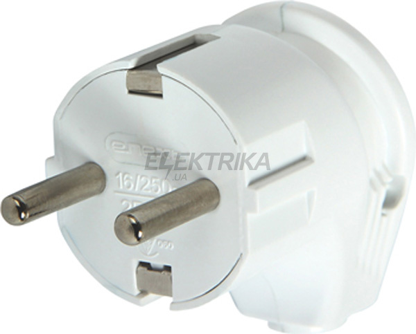 Вилка побутова e.plug.angle.007.16, з з/к, 16А кутова біла