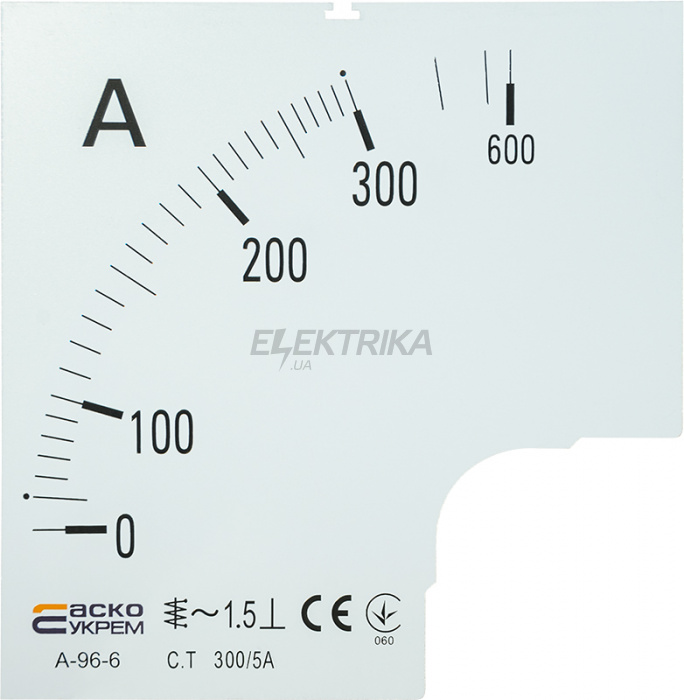Шкала для амперметра А-96-6 АСКО-УКРЕМ 300/5А (A0190010084)