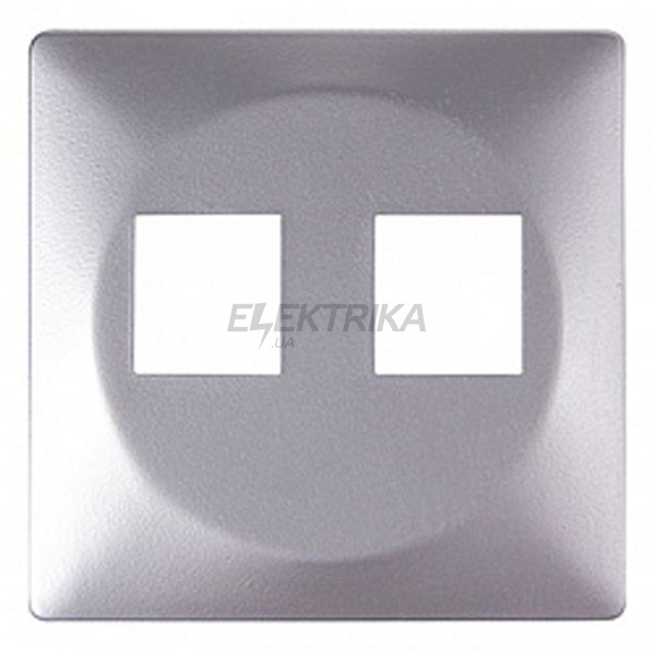 Панель e.lux.16121L.pn.aluminium для подвійної розетки під Jack RJ12 або RJ45, "алюміній"
