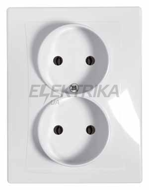 Розетка подвійна із заземленням Anya, біла, Schneider Electric
