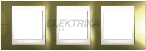 Рамка 3-х постова горизонтальна MGU66.006.504, золото бежевий