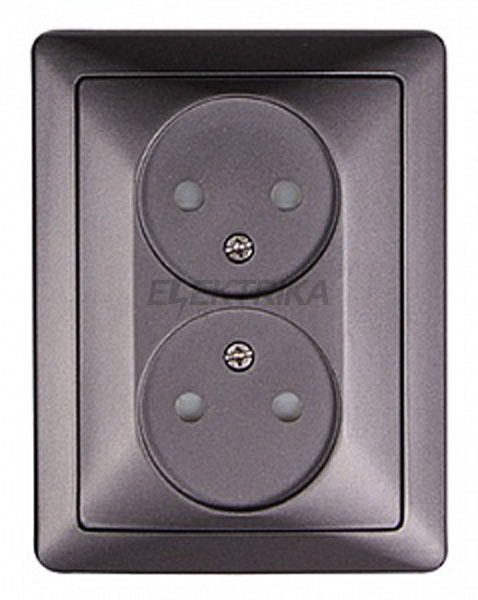 Комплект e.lux.1222L.2gz.anthracite розетки подвійний без з/к, "антрацит"