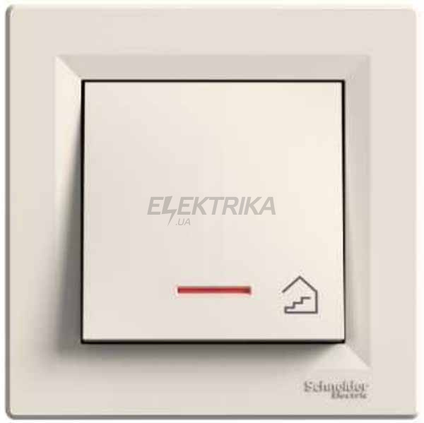 Вимикач "Сходи" кнопковий Schneider Electric Asfora з підсвічуванням кремовий (EPH1900323)