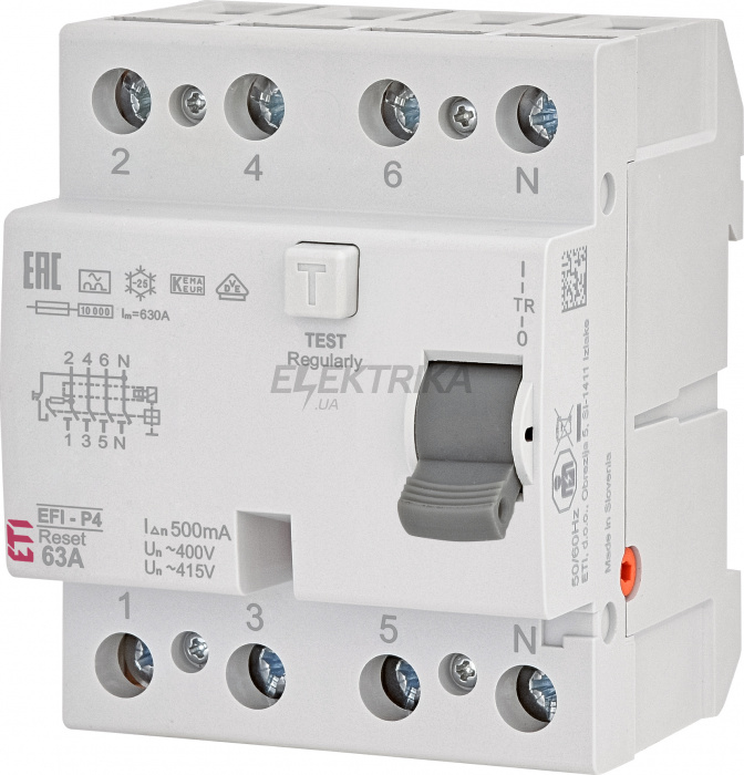 Дифф.реле (ПЗВ) ETI EFI-P4R A 63/0.5 002061893