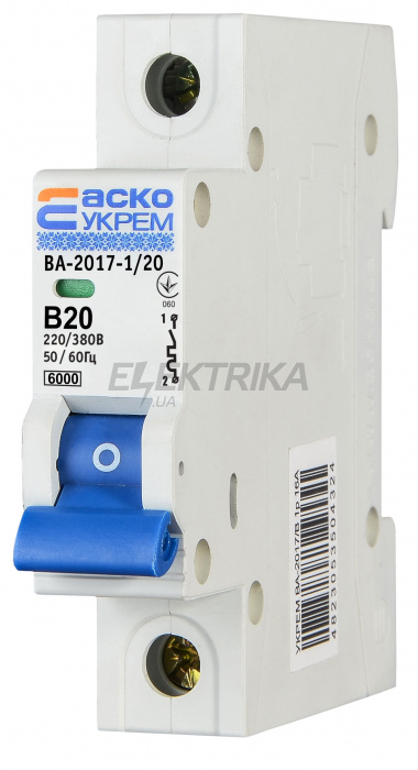 Автоматичний вимикач АСКО-УКРЕМ ВА-2017/B 1р 20А (A0010170052)