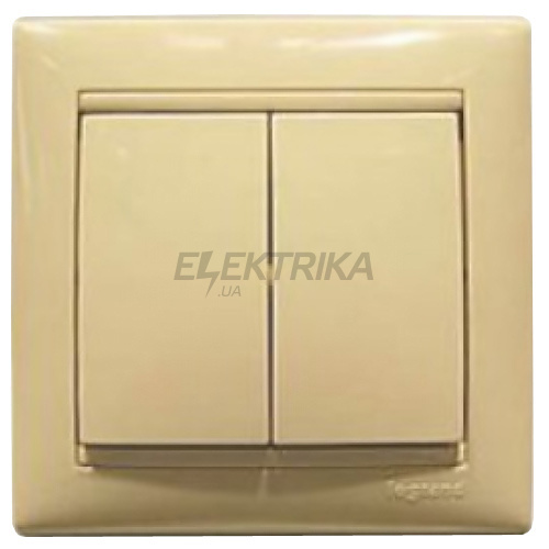 Перемикач на два напрямки, 2-клавішний, слонова кістка, IP 44, Valena