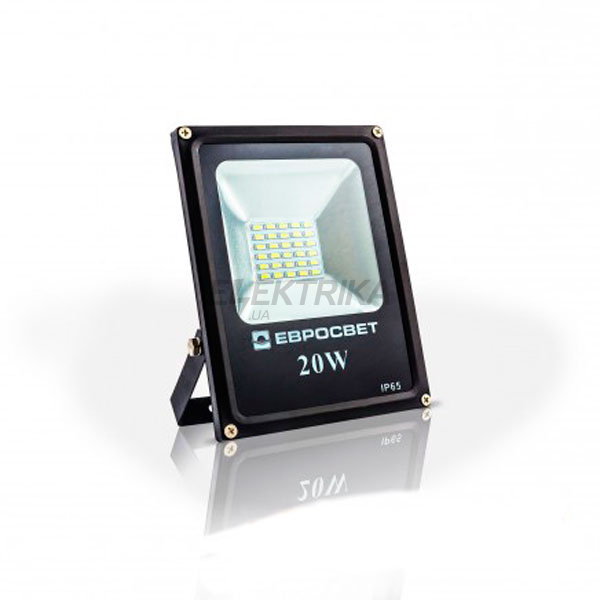 Прожектор світлодіодний EVRO LIGHT EV-20-01, 20W, 95-265V, 6400K, 1400Lm, SMD