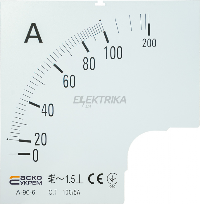 Шкала для амперметра А-96-6 АСКО-УКРЕМ 100/5А (A0190010081)