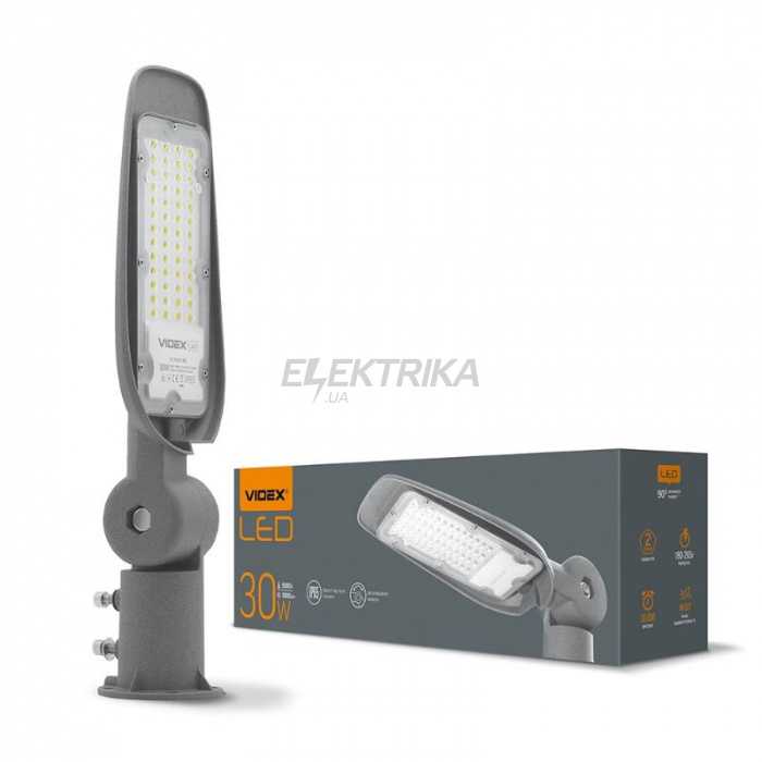 LED ліхтар вуличний VIDEX (поворотний) 30W 5000K Темно-сірий (VL-SLe14-305)