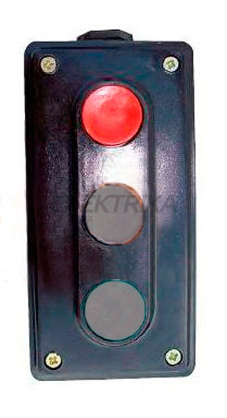 Пост кнопковий ПК722-3, 10A, 230/400B (1 червона, 2 чорних)