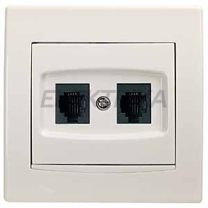 Розетка телефонна Anya RJ11,4 контакту, подвійна, слонова кістка, Schneider Electric