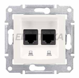 Комп'ютерна розетка подвійна RJ45 кат.5е UTP Schneider Electric Sedna слонова кістка (SDN4400123)