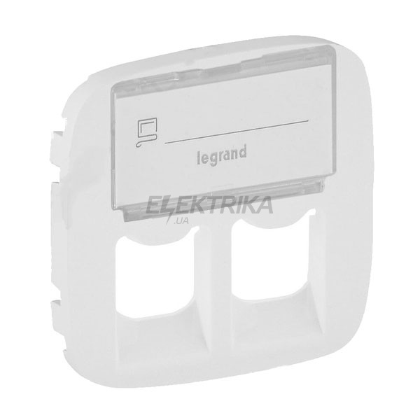 Панель лицьова розетки RJ11+RJ45 з тримачем маркування, білий, Valena ALLURE