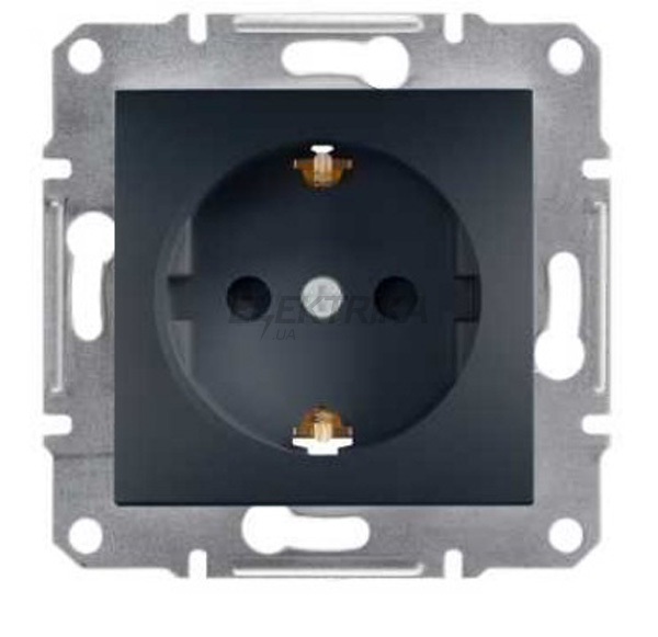 Розетка Schneider Electric Asfora із заземленням, шторки антрацит (EPH2900271)