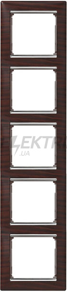 Рамка вертикальна, темне дерево/срібний штрих, 5-постова, Valena