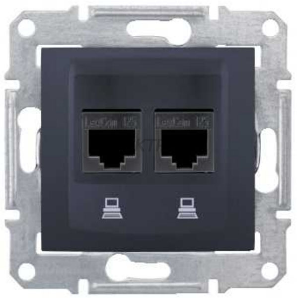 Розетка комп'ютерна подвійна RJ45 STP кат.6 Schneider Electric Sedna графіт (SDN5000170)