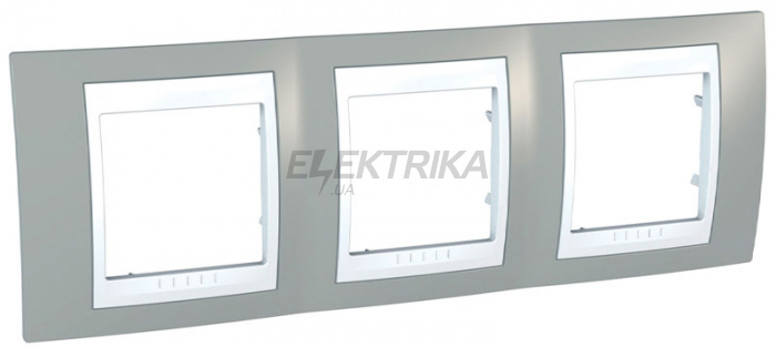 Рамка 3 посту Schneider Electric Unica туманно-сірий/білий (MGU6.006.865)
