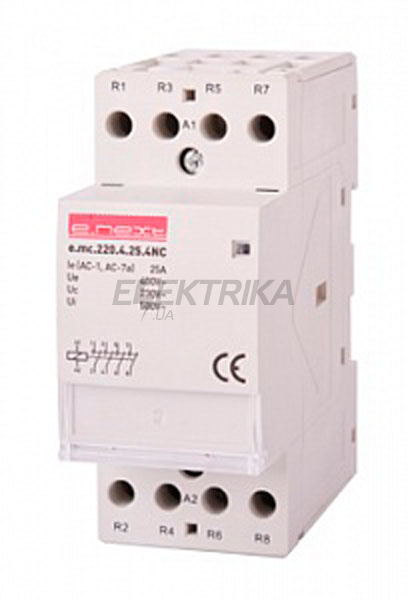 Контактор модульний E.NEXT e.mc.220.4.25.4NC, 4р, 25А, 4NC, 220В (p005024)
