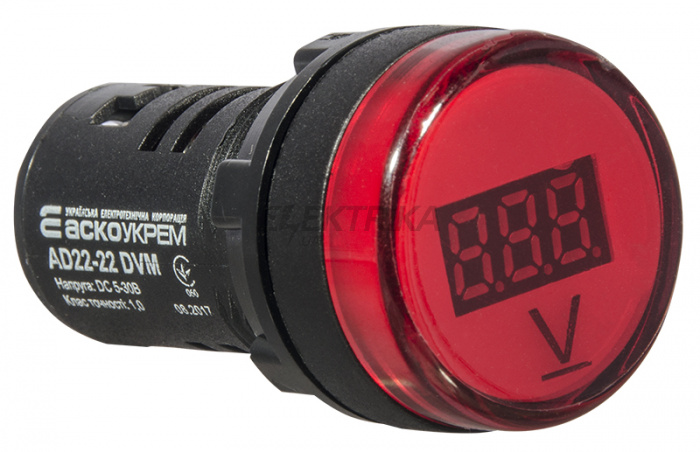 Вольтметр цифровий АСКО-УКРЕМ AD22-22 DVM DC 5-30В червоний (A0190010015)