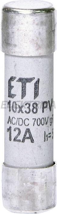 Плавка вставка запобіжник ETI CH10x38 gR 12A/700V AC/DC 002625022