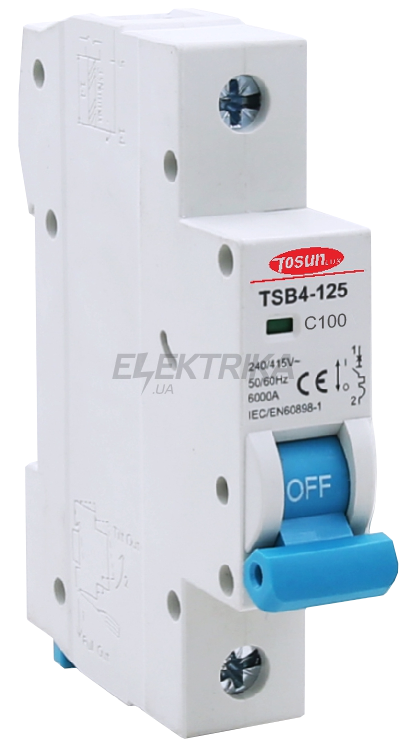 Автоматичний вимикач TOSUNlux TSB4-125, 100А, 1P, тип С, 6кА (6931934221688)