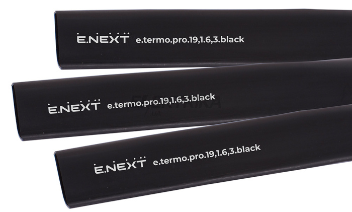 Термоусаджувальна трубка з клейовим шаром e.termo.pro.19,1.6,3.black, 19,1/6,3, 1м, чорна (p092048)