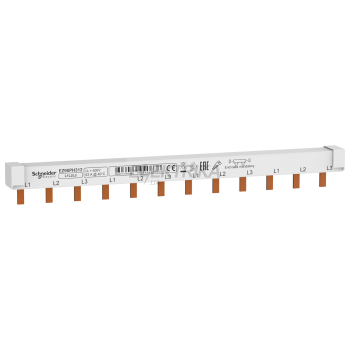 Гребінчаста шина Schneider Electric Comb busbar, Easy9 XP, 3P, 63 A, 12 modules EZ9XPH312