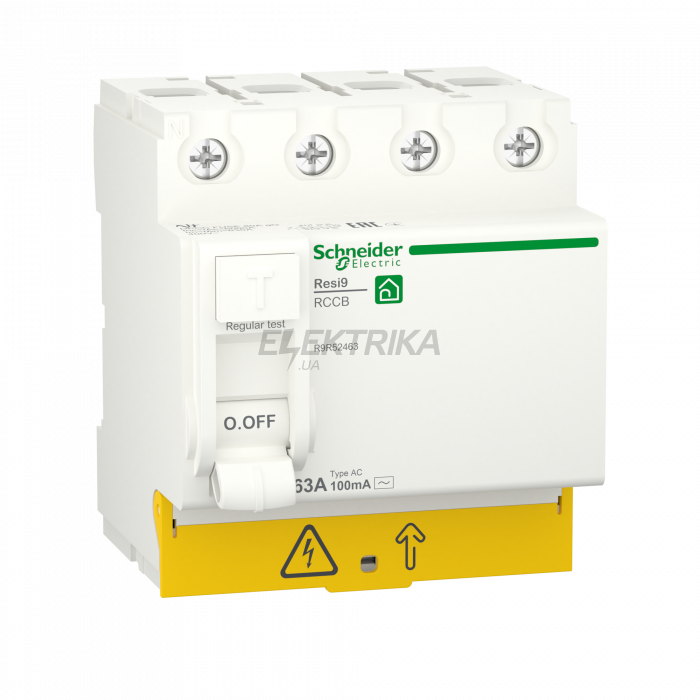 Вимикач диференціального струму Schneider Electric RESI9 4P 63A 100mA АС R9R52463