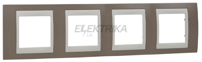 Рамка 4 посту Schneider Electric Unica коричневий/слонова кістка (MGU6.008.574)