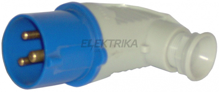 Силова вилка переносна, кутова 2Р Z, 250В, 16A, IP44