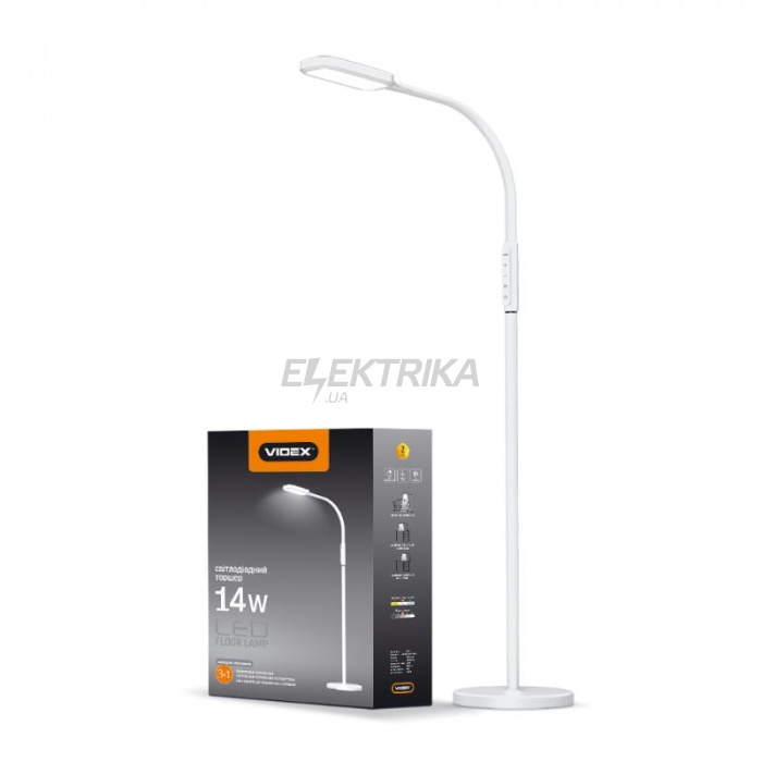 LED торшер білий VIDEX TF07W 14W 3000-5500K (VL-TF07W)