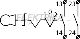 Кнопка поворотна 3-х позиційна АСКО-УКРЕМ LAY5-EG33 з ключем (A0140010202)