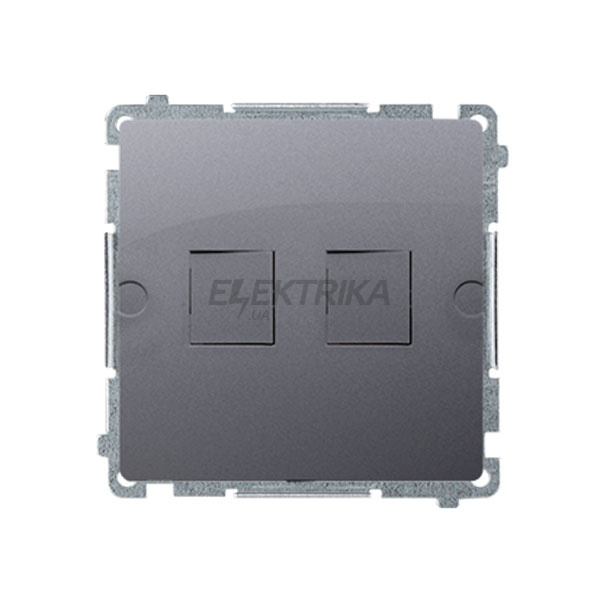Адаптер Simon Basic 2xRJ45 Keystone металевий суппорт, срібло