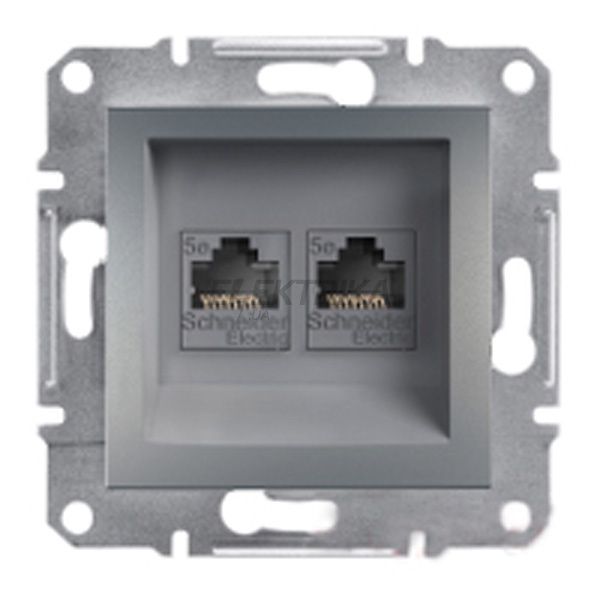 Розетка комп'ютерна подвійна RJ45 Schneider Electric Asfora категорія 5eUTP сталь (EPH4400162)