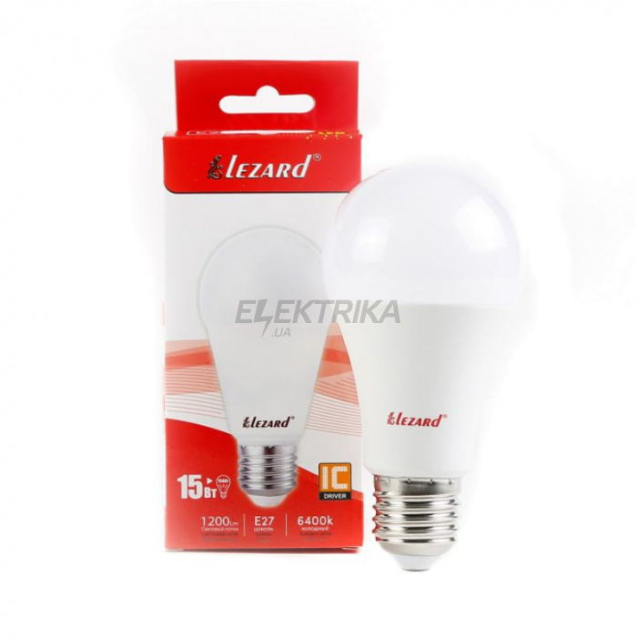 Світлодіодна лампа LED Lezard GLOB A60 15W 6400K E27 220V (464-A60-2715)