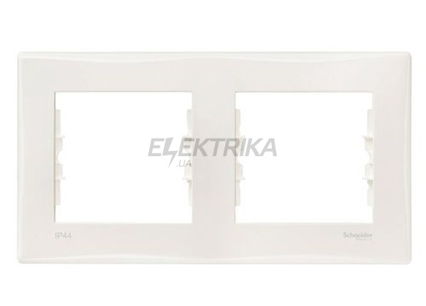 Рамка одномісна горизонтальна, IP44-вимикач, IP20-розетка, слонова кістка
