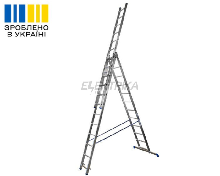 Алюмінієва трьохсекційна драбина TRIOMAX VIRASTAR 3x12 сходинок(VTL312)