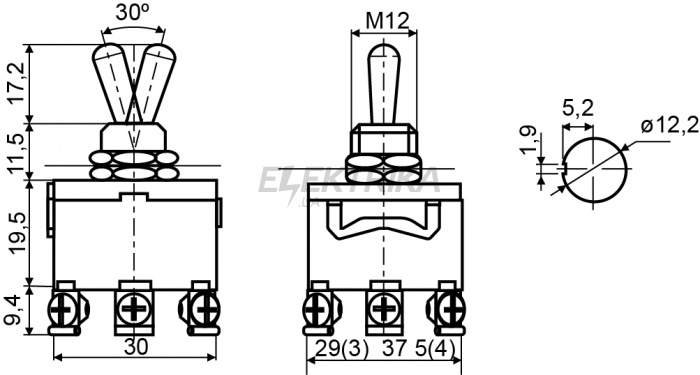 Тумблер АСКО-УКРЕМ KN3C-402 (A0140060024)